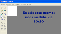 Podemos dibujar en programas como el Paint. En la imagen se muestra que las medidas utilizadas son de 80x80.
