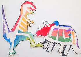 tape resist STEM and art project- dinosaur bones artwork for kids