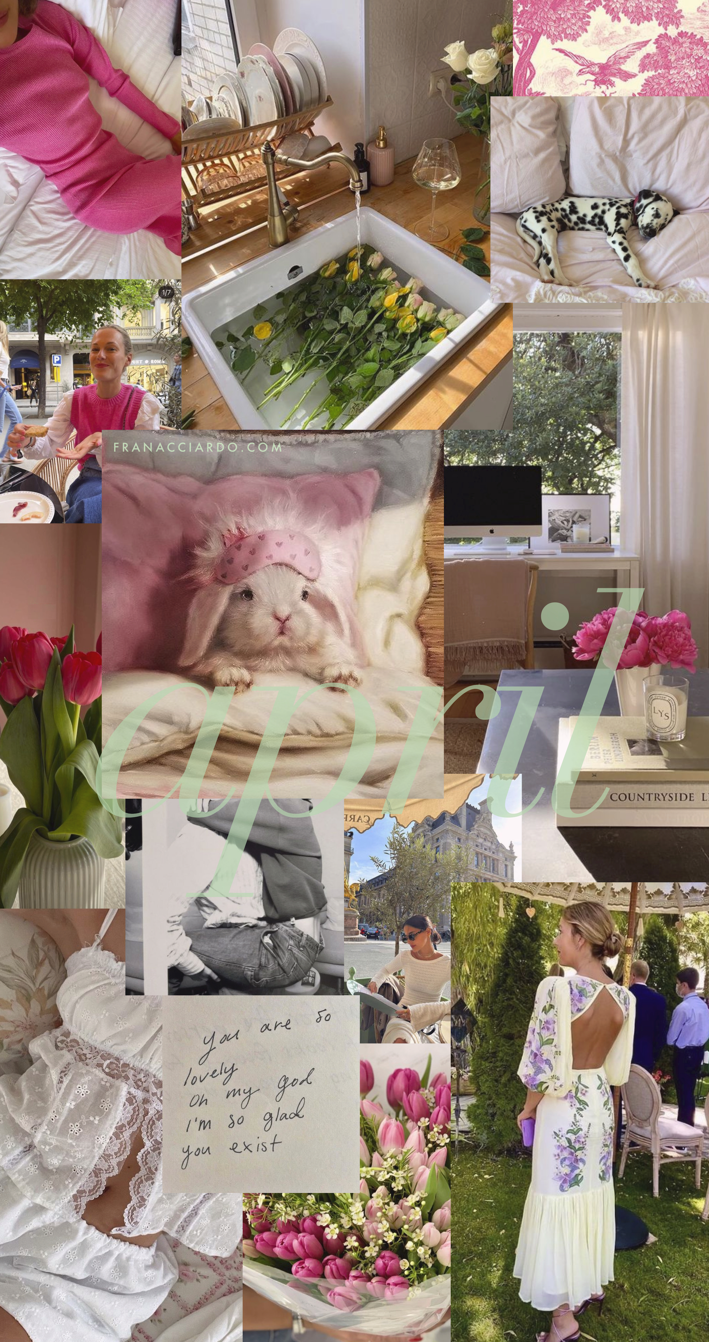 fran acciardo April 2022 mood board spring pink and green bloom flowers nyc desktop wallpaper iphone wallpaper aesthetic download love pastel easter springy floral vibes