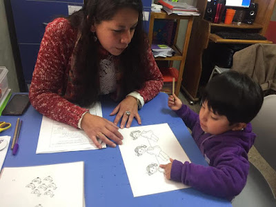 niño profesora aplicacion test tepsi colegio dibujos lapiz