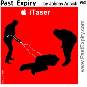 [CARTOON] Taser.  images, pictures, Apple, advertising, cartoon, crime, spoof, violence.