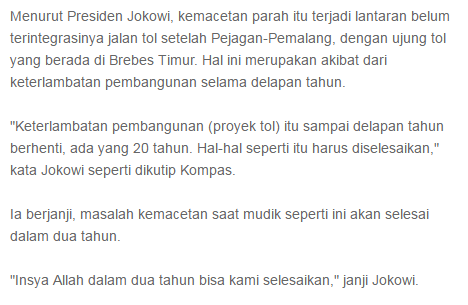 Heheh Jadi Pemimpin Kok Bisanya Cuman Menyalahkan :v Saat Mudik Terjadi Macet Parah sampai dengan 40 Km, Presiden Jokowi: Akibat Keterlambatan Selama 8 Tahun, Hem Nyindir Siapa lagi nih ? Hahaha - Commando