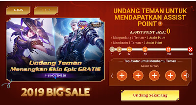 Undang Teman dan Menenangkan Skin Epic Gratis di Mobile Legends