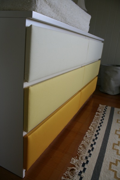 upholstered Malm drawers