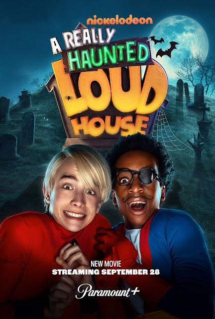 'A Really Haunted Loud House' logo with Wolfgang Schaeffer as Lincoln Loud and Jahzir Bruno as Clyde McBride