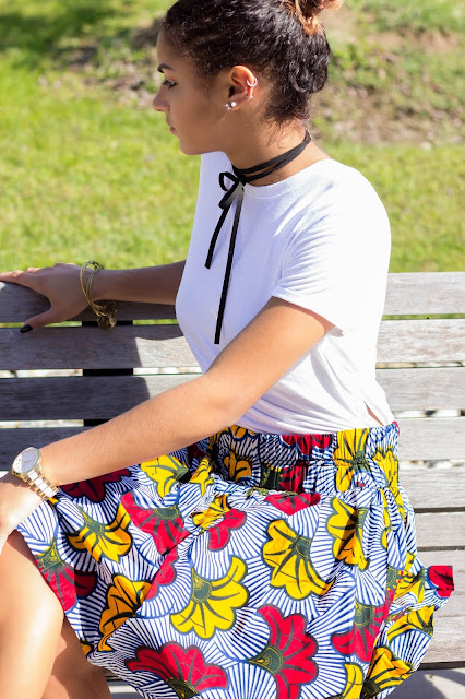  Nhwiren Ankara Print Grey Skirt