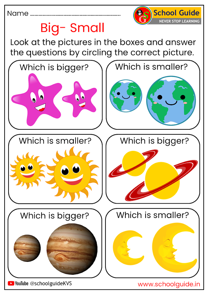 Big Small Worksheets for Kids