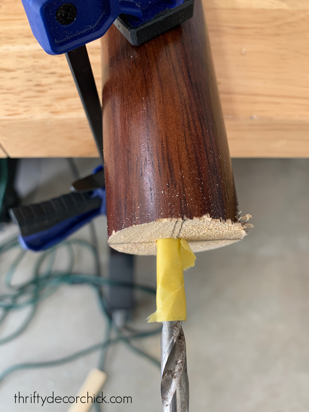 adding holes to furniture legs