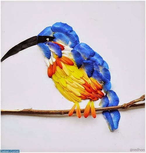 Menakjubkan Karya Seni Lukisan  Burung Dari Kelopak  Bunga  