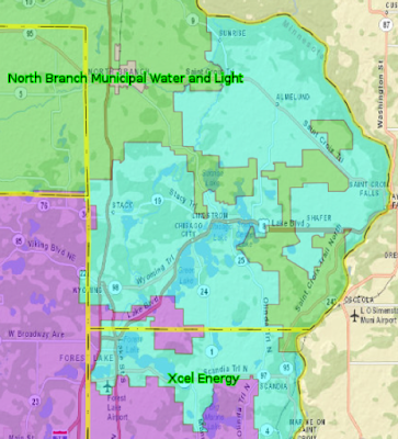 Southern Chisago County electric utility service areas