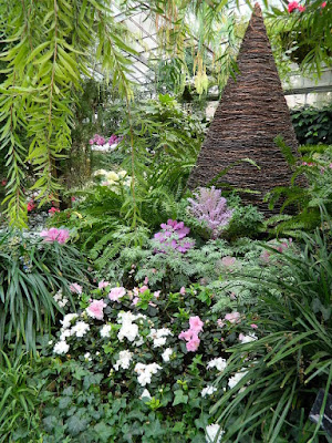 Massed white azaleas and ornamental kale at the 2018 Allan Gardens Conservatory Winter Flower Show by garden muses--not another Toronto gardening blog