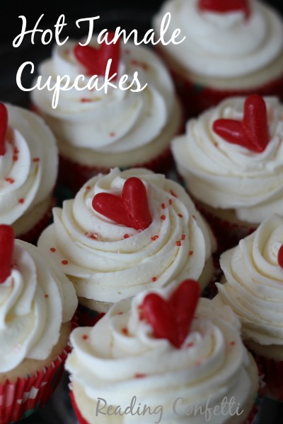 Top your Valentine's Day cupcakes with a simple heart made from candy