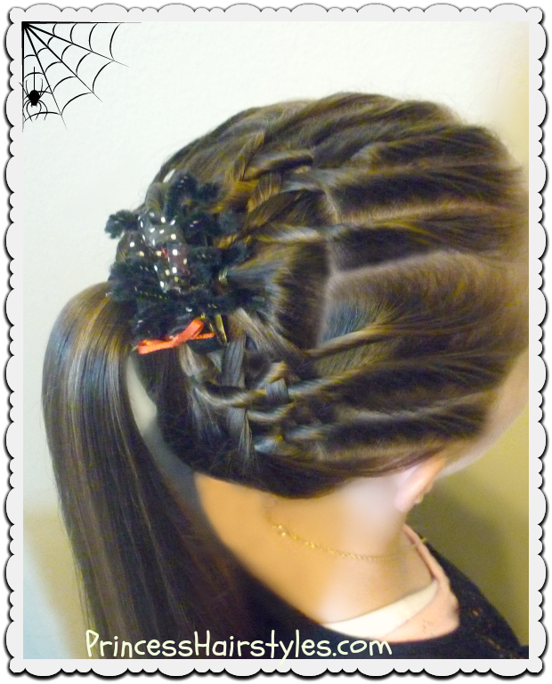 Halloween Hairstyles - Tangled Weave Spider Web Ponytail 