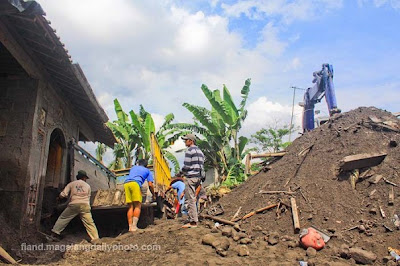 disaster cold lava of Merapi in Magelang District of Indonesia