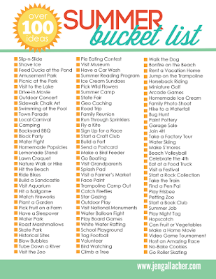 FREE "Summer Bucket List" printable with over 100 ideas to do with the kids this summer. #summerbucketlist #summeractivities #summerprintable