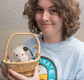 Abby Chesnut and Oliver the Therapy Rat from Healing Whiskers