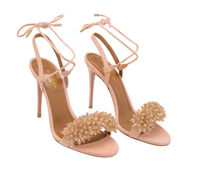 Aquazzura Monaco Suede Sandals in Blush