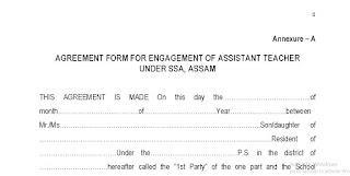 AGREEMENT FORM FOR ENGAGEMENT OF ASSISTANT TEACHER