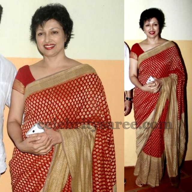 Gauthami in Red Brocade Saree