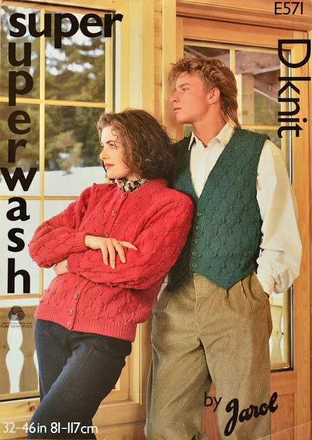 Vintage 1980s Knitting Pattern - Jarol Pattern E571 His and Hers Jacket and Waistcoat