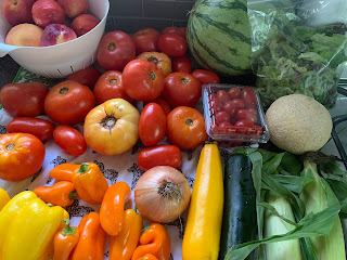 vegetables spread across table