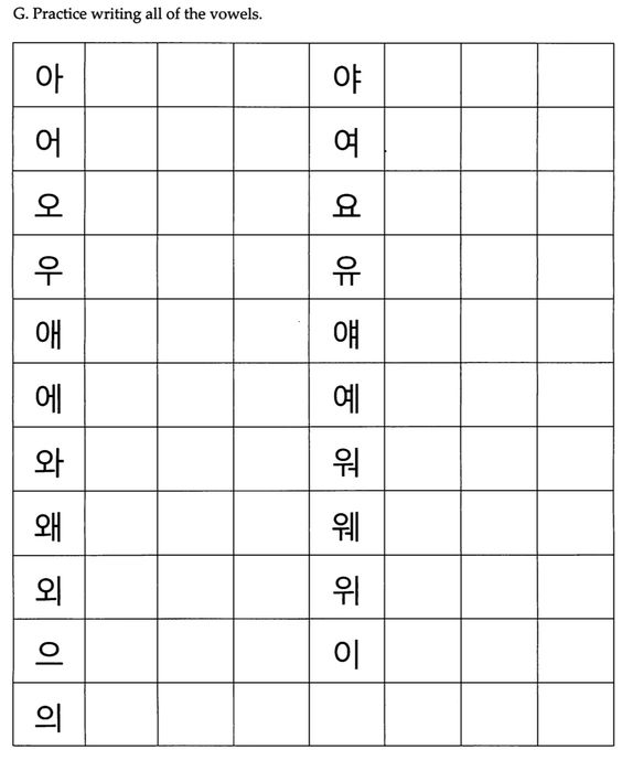 Język koreański: 1a - ćwiczenia z alfabetem