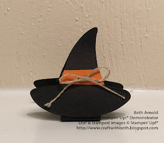 Craft with Beth: Stampin' Up! Cauldron Framelits Witch Hat Treat Holder Halloween Hershey Kiss