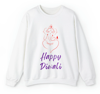 Happy Diwali, Ganesha, unisex, sweatshirt, white,