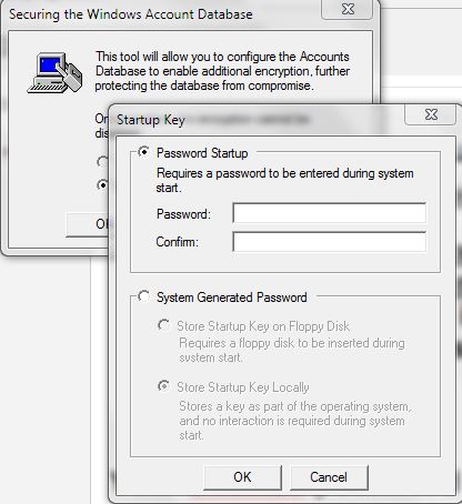 How can set syskey Password ?