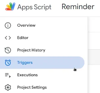 Triggers settings in Google App Script