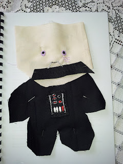 Basic Darth Plushie part completed - control panel and face embroidered