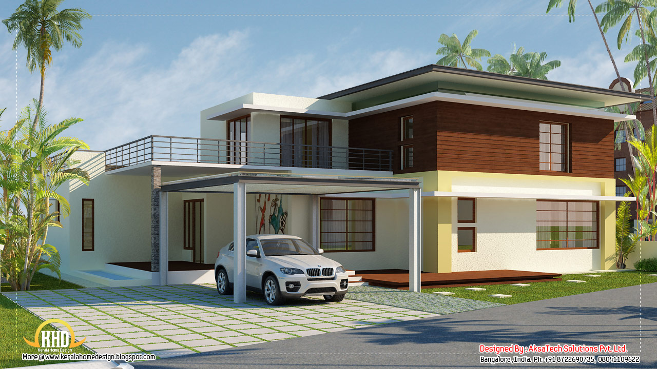 Modern contemporary home elevations - Kerala home design and floor ...