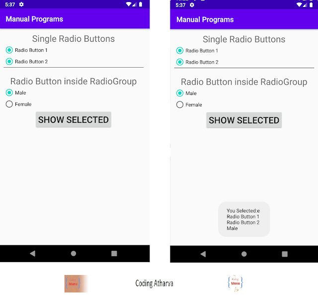 RadioButton and RadioGroup in Android Studio