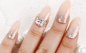 Elegant Pink Nail Tips, Glitter and Stone nail art