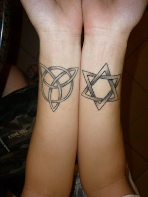 Left- Triquetra, Right- Hexagram (Star of David)