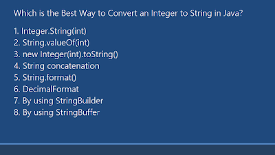 There are many ways to convert an Integer to String inwards Java e Best way to Convert Integer to String inwards Java alongside Example