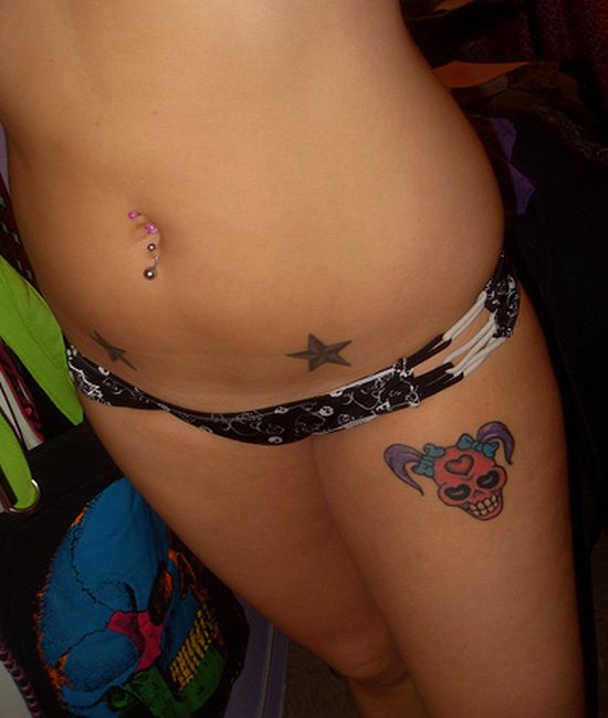 star hip tattoos. hip tattoos. flower hip