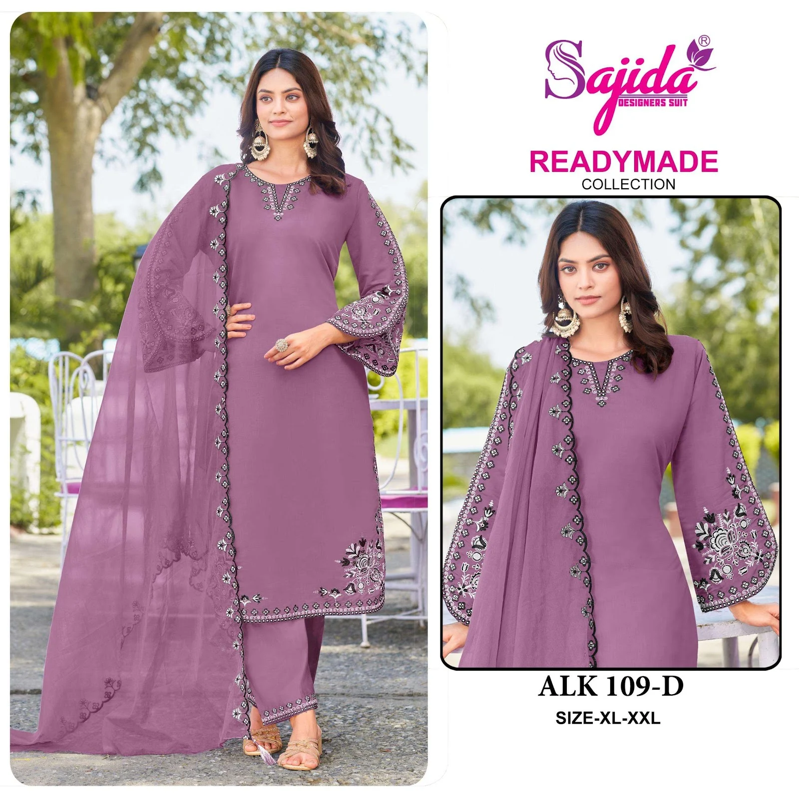 Alk 109 Sajida Roman Silk Khatli Work Pakistani Readymade Suits