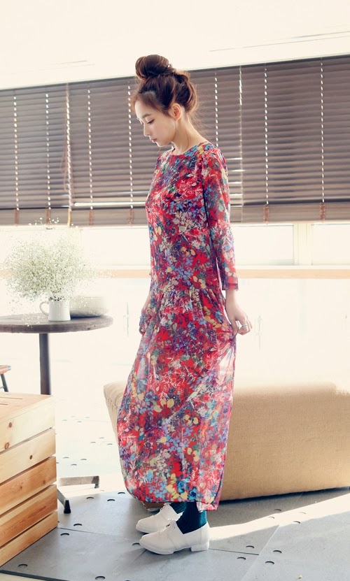Floral Long Sleeve Maxi Dress