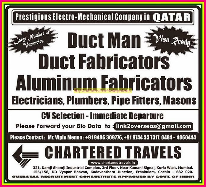 Electro Mechanical Company Jobs for Qatar - Visa Ready