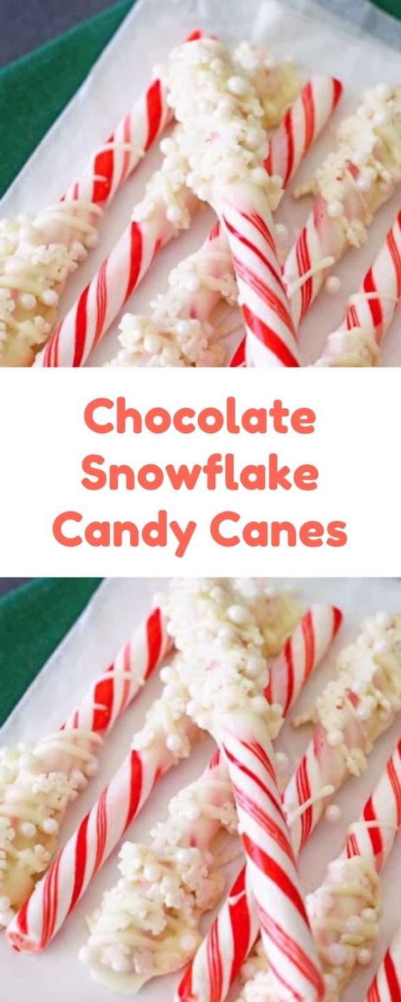 Chocolate Snowflake Candy Canes #christmas #snack