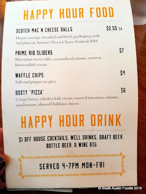 Darcy's Donkey happy hour menu