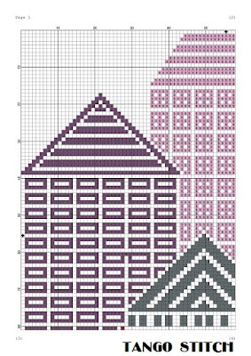 Modern houses skyscraper city landscape cross stitch pattern - Tango Stitch