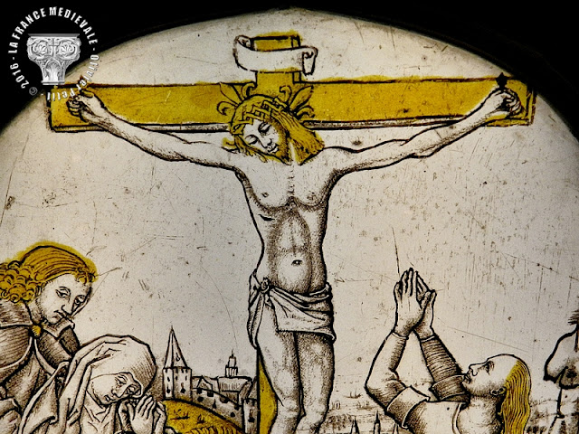 DIJON (21) - Musée des Beaux Arts : Vitrail - Crucifixion - XVe siècle