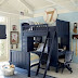  Blue And Orange Boy's Room With White And Blue Horizontal Striped