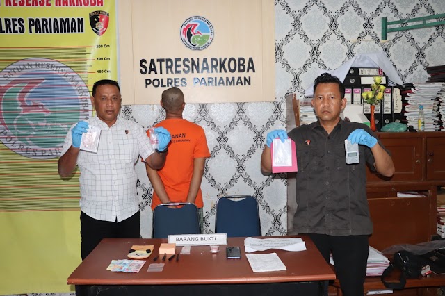 Kasat Resnarkoba Polres Pariaman Pimpin Konferensi Pers Penangkapan pelaku Terduga Pengedar Sabu