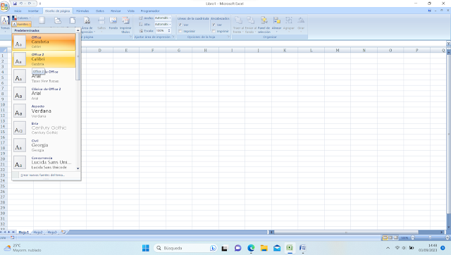 Fuentes en Microsoft Excel