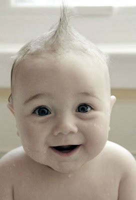 Picture of cute baby bathing nice expression