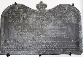 Memorial stone from 1651 at St Winnow Church Cornwall