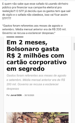 Jair Bolsonaro(PSL) cartao corporativo